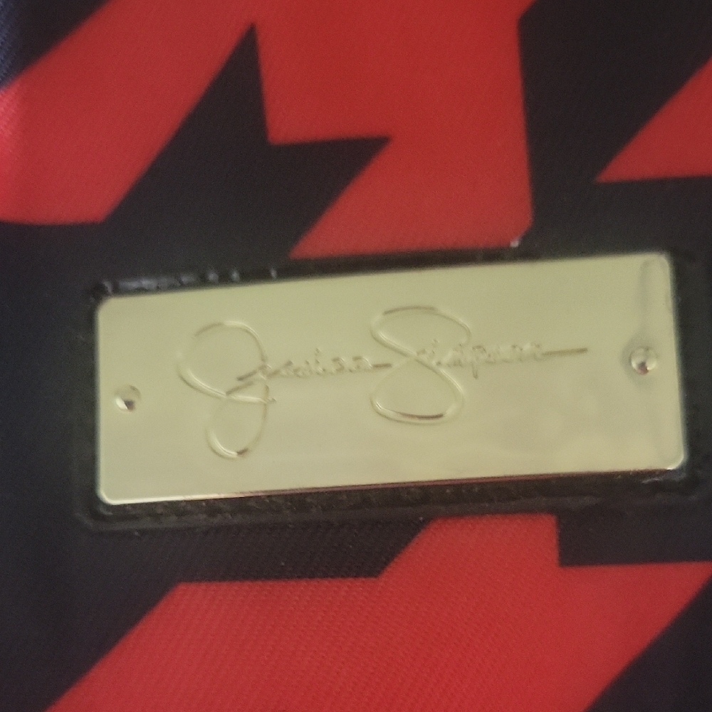 Jessica Simpson Vibrant Red And Black Tote - image 2